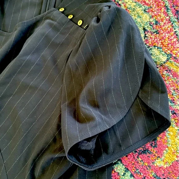 Ann Taylor LOFT | Women’s navy/white pinstripe dress, flutter cap sleeves, sz 14 - Picture 12 of 14